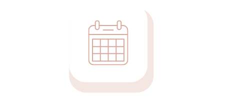 Einfache Online-Terminbuchung Kalender-Symbol mit Kästchen und zwei oberen Halterungen in sanften Farben.