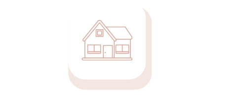 Ruhige, moderne und freundliche Praxisatmosphäre Stilisierte Darstellung eines Hauses mit Fenster und Dach.